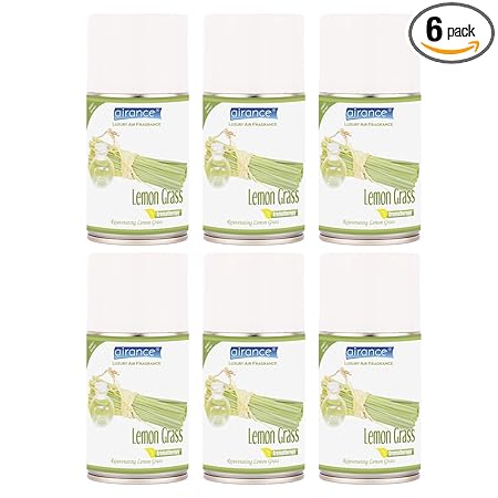 Airance Room Freshner Spray Automatic Refill / Air Freshener / Perfume Spray / Fragrance Lemongrass Aroma Refill - Air Freshener Lemon Grass - 250 ML - Pack Of Six - Fit all Machines using 250 ML / 300 ML bottles.