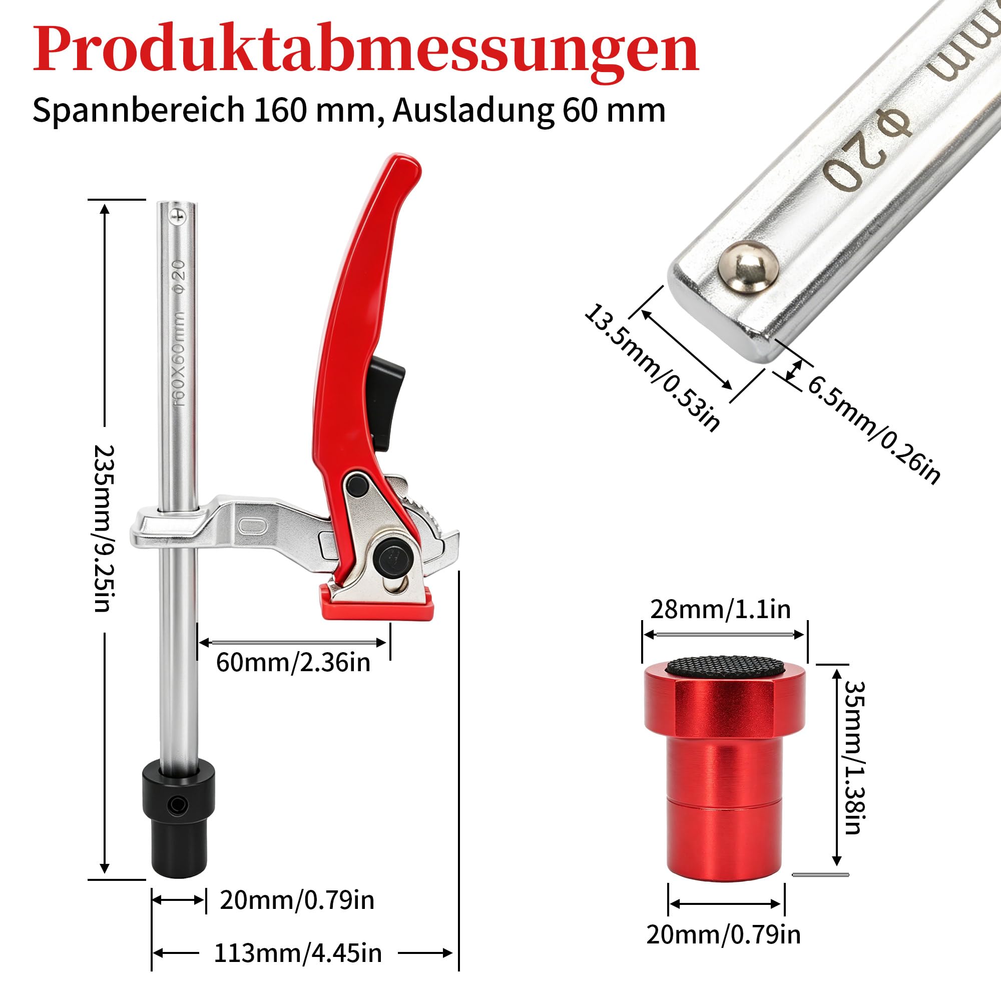 ohbien 6 Stück Bankhaken 20mm Set, Niederhalter Hebelzwinge Spannelement