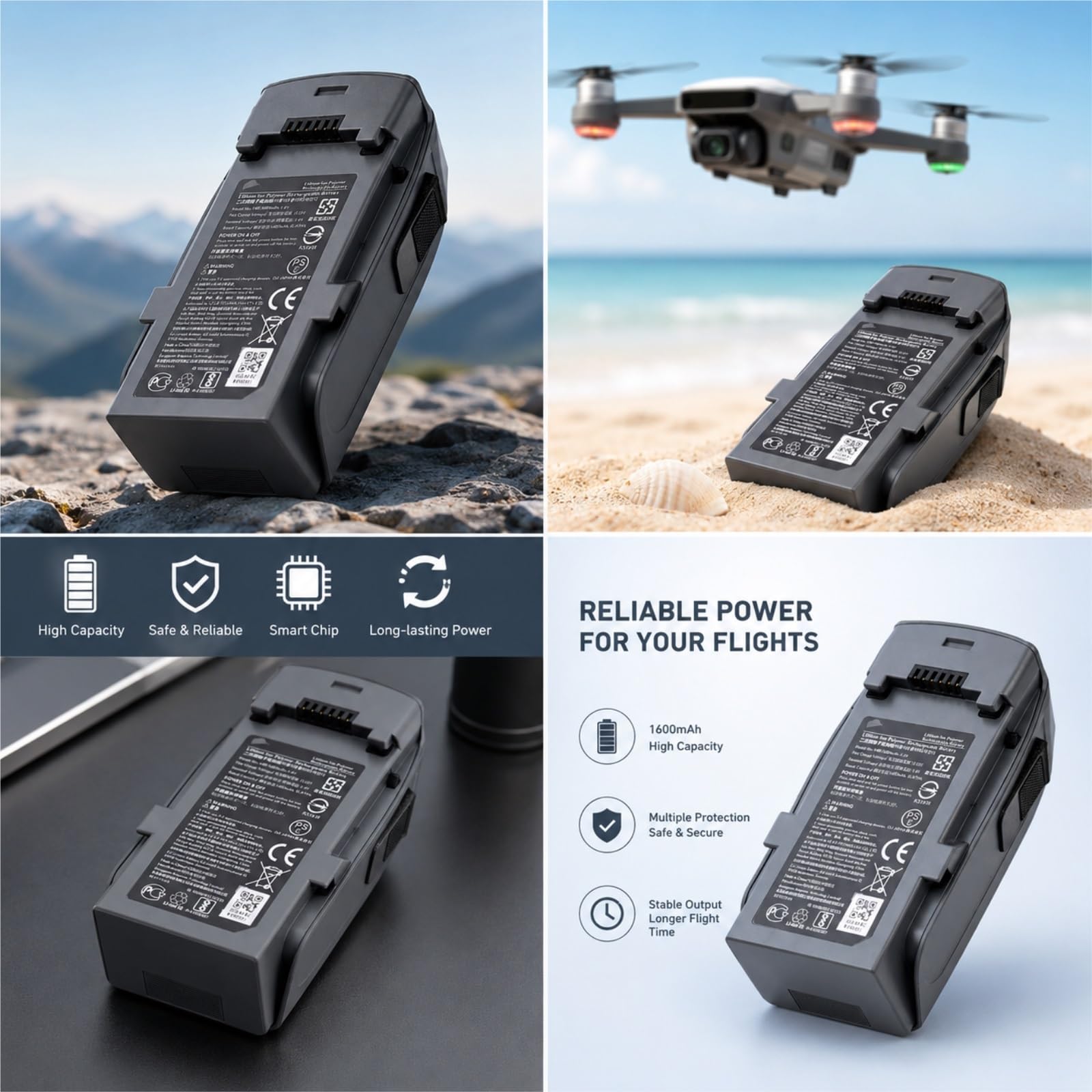 Batteria Di Volo Intelligente Sostitutiva Da 11,4 V 1480 MAh Compatibile Con DJI Spark Drone MB1, Sostituzione Della Batteria Ricaricabile Al Litio For Droni(3pcs battery)