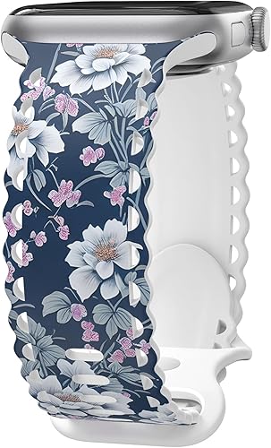 Correa de encaje de flores compatible con Apple Watch Band de 1.575 pulgadas, 1.732 pulgadas, 1.614 pulgadas, 1.772 pulgadas, 1.772 pulgadas, 1.654