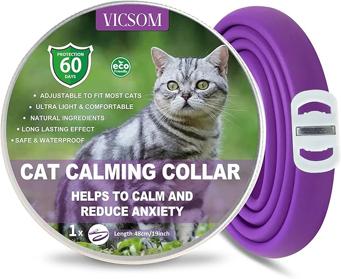 VICSOM Cat Calming Collar, Calming Collar for Cats, Calming Cat Collar Pheromone Anti Anxiety