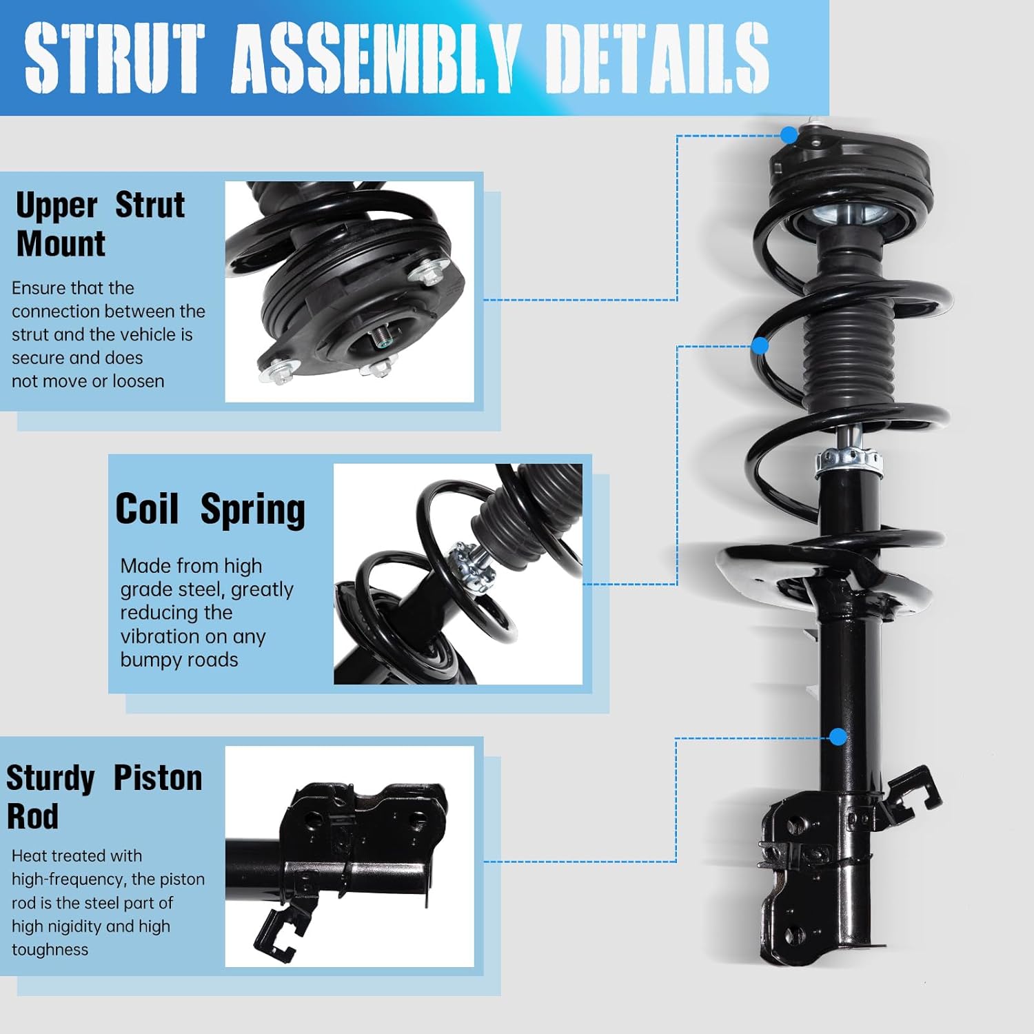 TRIBLE SIX Front Pair Complete Struts Shocks Assembly w/Coil Spring Replacement for 2008 2009 2010 2011 2012 Rogue Suspension Kit 172608 172609