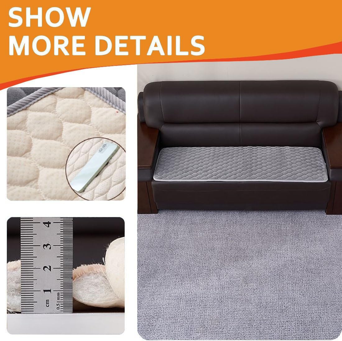 Coussin pour Canapé/Banc/Jardin en Flanelle Épais et Doux Taille Personnalisée, Lavable à la Machine(Gris,55x190 cm 22x75 in)