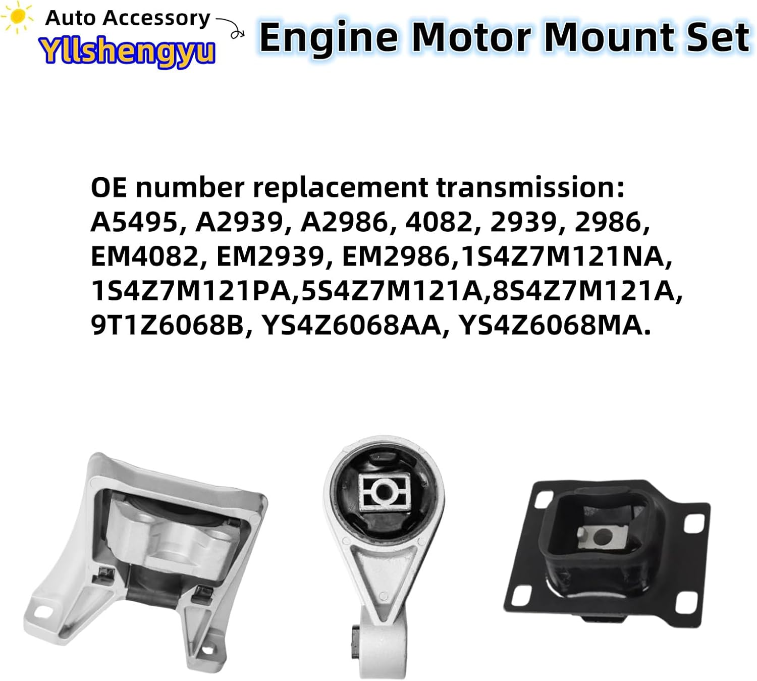 Engine Motor Transmission Mount Kit - Compatible with Ford Transit Connect 2010-2013 2.0L, Focus 2005-2007 2.0L & 2003-2007 2.3L, Replaces OE A5495 A2939 A2986 Set of 3