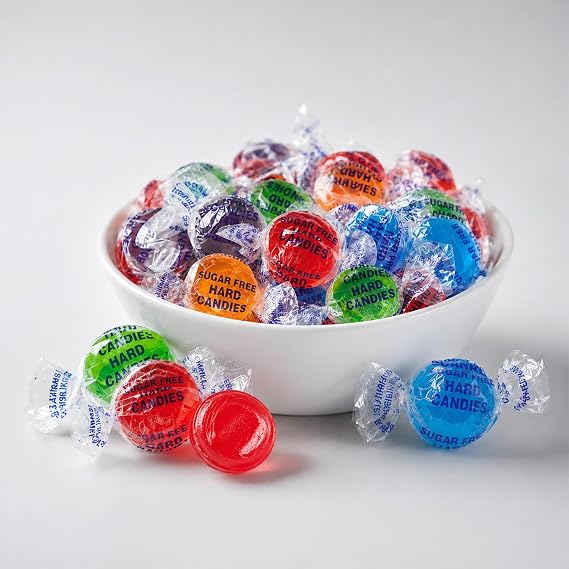 Sugar Free Hard Candy Assortment - 1 Pound Approx. 75 Individually Wrapped Fruity Flavored Holiday Sugar-Free Candy Discs Variety Bag For Snacks & Treats - Taboom