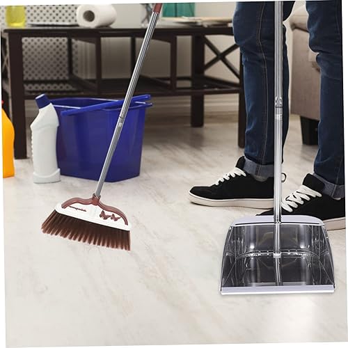 Miniatura 9 de Juego de 1 escoba y recogedor de cerdas suaves, kit de limpieza para el hogar, diseño estable y antiviento