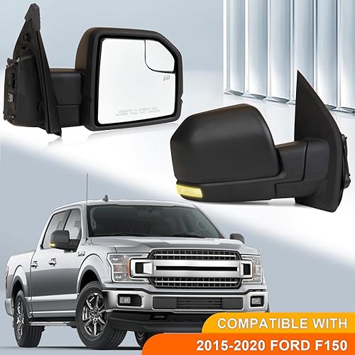 Miniatura 10 de MITZONE Espejo lateral del conductor F150 compatible con Ford F-150 2015-2020 con luz de señal de giro de vidrio de punto ciego, 6 pines, color