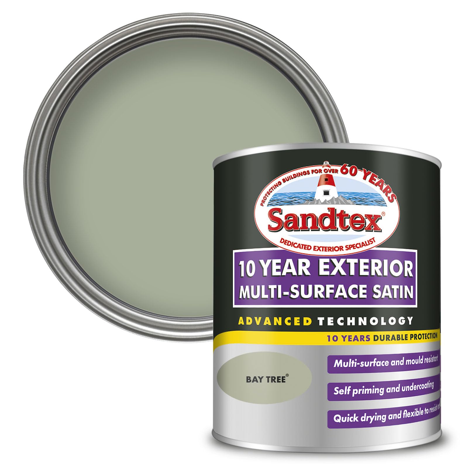 Sandtex 10 Year Multi Surface Quick Drying Satin Bay Tree 750Ml from B&Q