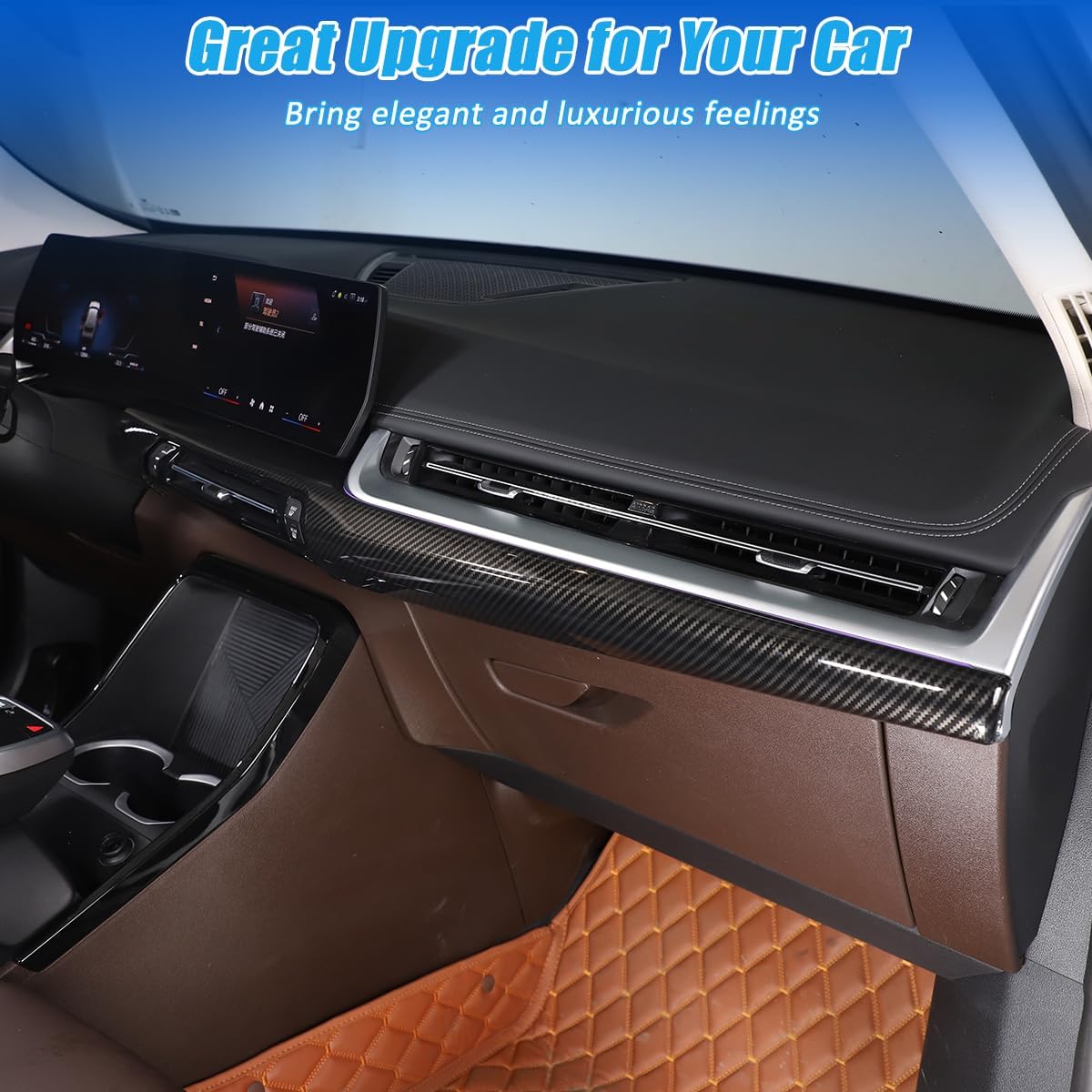 Car Dashboard Panel Cover Compatible with BMW X1 U11 2023 2024 Interior Dashboard Center Console Panel Cover Trim Left Hand Drive Accessories