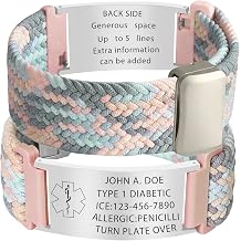 Medical Alert Bracelet - Custom Engraved ID Bracelets for Women & Men, Adjustable Elastic Braided Stretchy Loop Interchangeable Straps, Emergency Medic Alert Wristband for Daily Wear