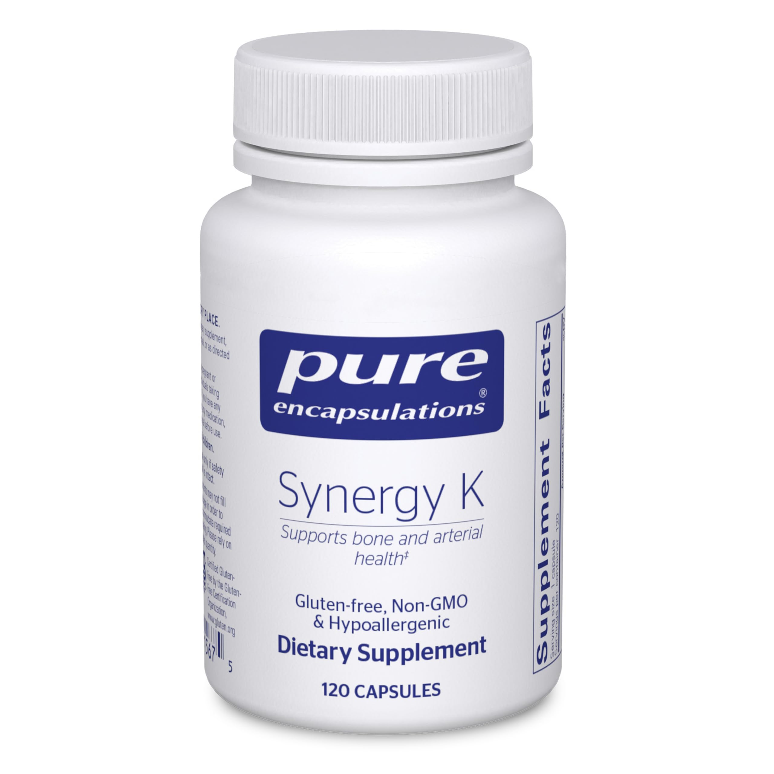Pure Encapsulations Synergy K - with Vitamin K1, K2 & D3 - Supports Bones, Blood Vessels, Vascular Elasticity & Calcium Utilization* - Includes Cholecalciferol - Gluten Free & Non-GMO - 120 Capsules