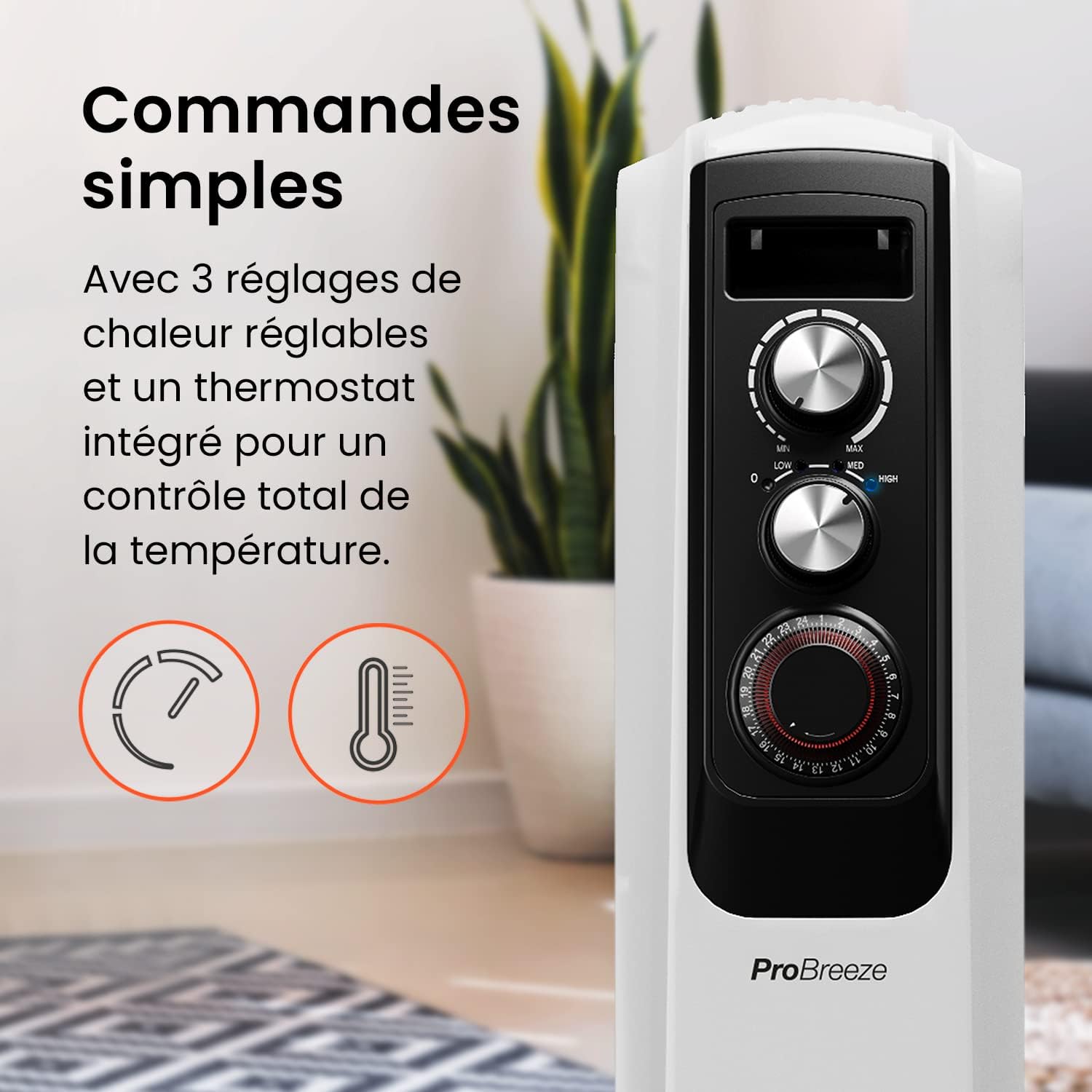 Pro Breeze Radiator control panel close-up