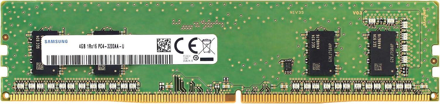 Samsung 4GB DDR4 3200MHz PC4-25600 PC4-3200AA CL22 UDIMM 1Rx16 Single Rank 1.2V Non-ECC DIMM 288-Pin Desktop PC RAM Memory