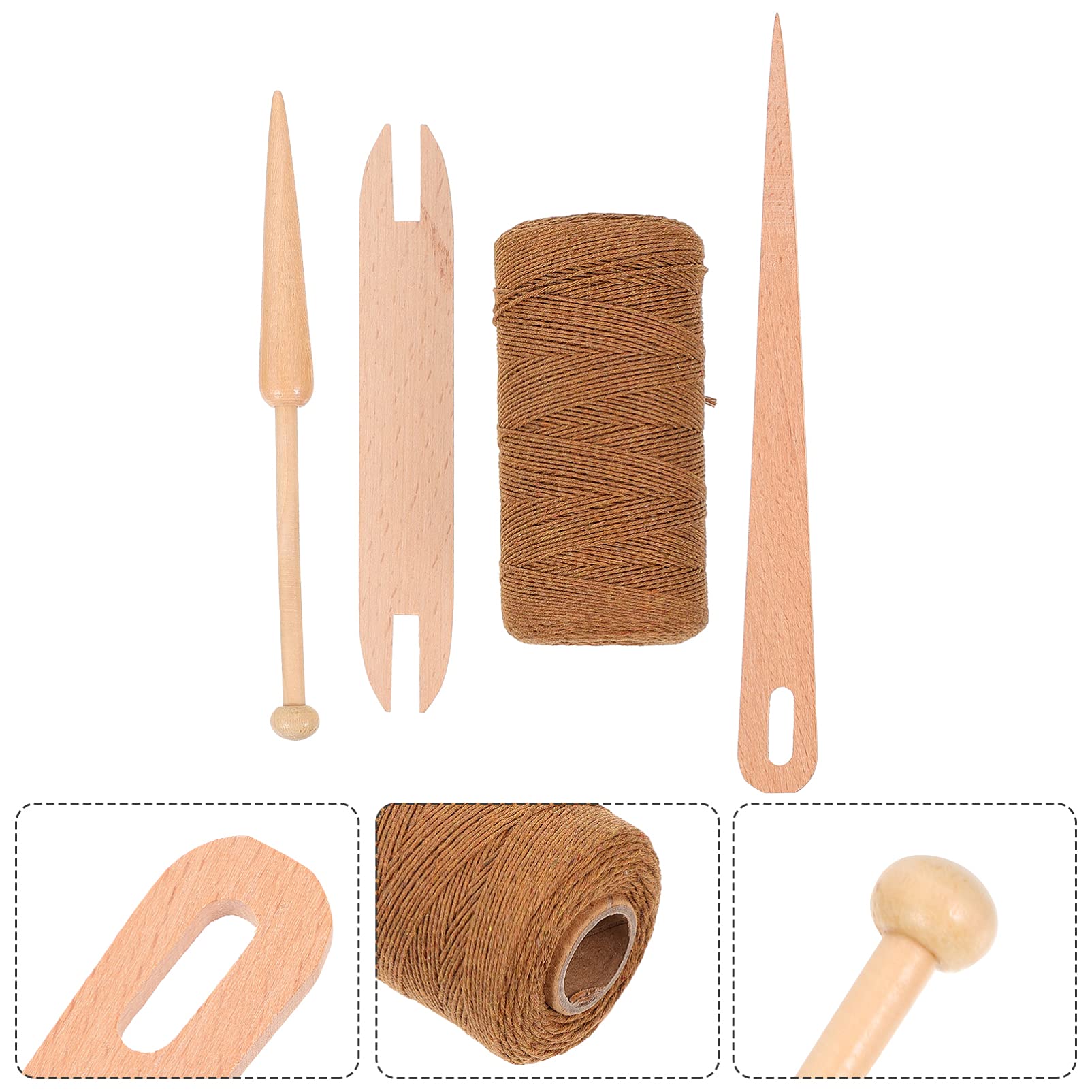 Housoutil 3 Juegos Tejer de Madera para Principiantes Kit de Herramientas Algodón para Bufandas Suéteres y Artesanías Diy para Actividades Familia y Enseñanza Manual