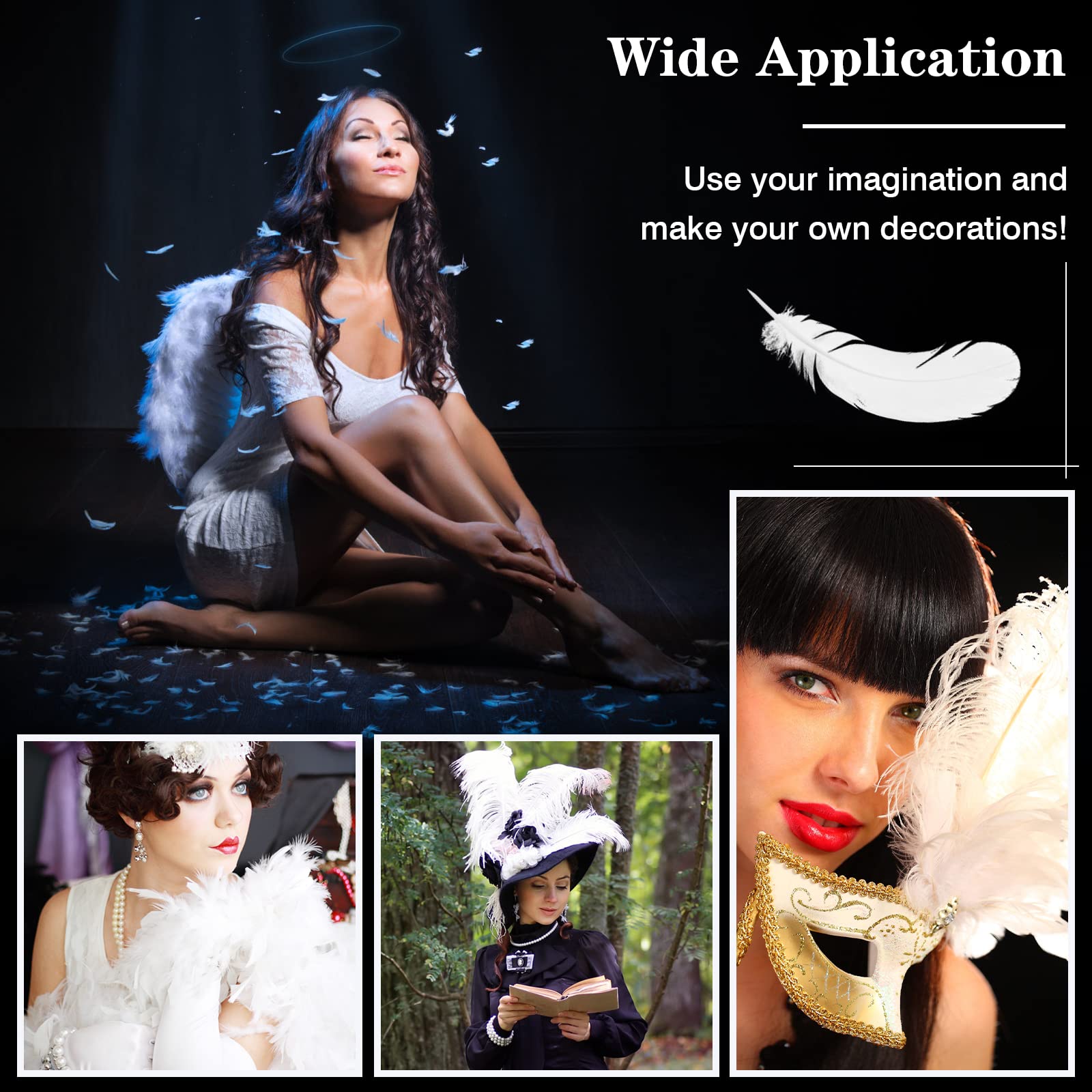 100 Piume Bianche Naturali Per Artigianato - 10-15 Cm, Per Fai Da Te, Decorazioni - Foto 4