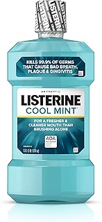Listerine Cool Mint Antiseptic Mouthwash for Bad Breath, Plaque and Gingivitis, 1 l ( Pack of 3)