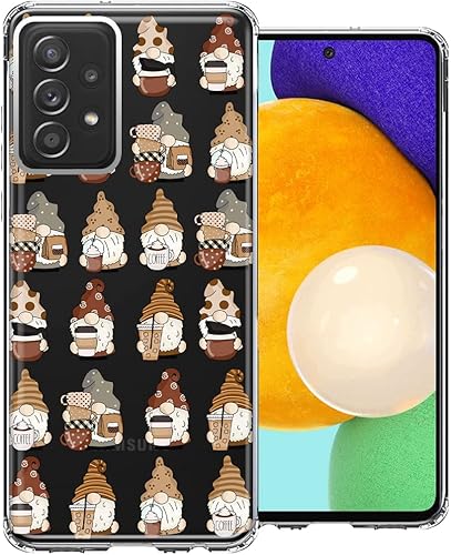 MUNDAZE - for Samsung Galaxy A53 Cute Morning Coffee Lovers Gnomes Characters Drip Iced Latte Americano Espresso Brown Case Slim Hybrid Shockproof