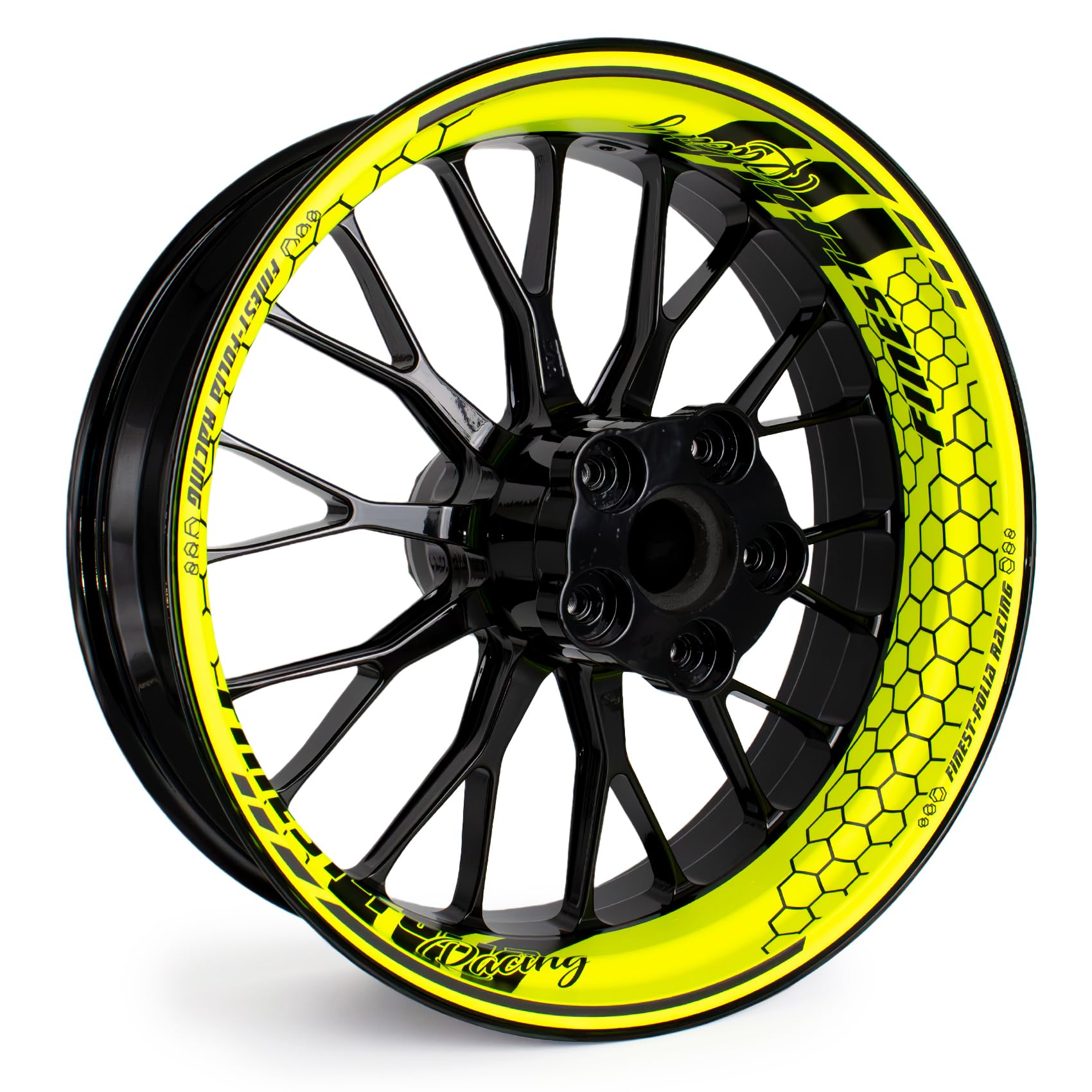Set di 4 adesivi per letto della ruota per cerchi da 17 pollici, decorazione completa in pellicola per adesivi per cerchioni moto, autoadesivi, impermeabili, resistenti ai raggi UV MR021 (11-02 Giallo