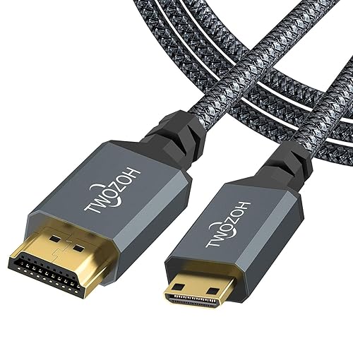 Vista 12 de Twozoh Cable largo mini HDMI a HDMI de 30 pies, HDMI a mini HDMI, cable trenzado compatible con proyector 720P 1080P, monitor, tableta, videocámara