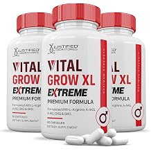 3 Pack Vital Grow XL Extreme Pills 1600MG Premium Formula Proprietary Blend for Mens Health 180 Capsules
