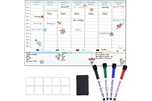 POPRUN Weekly Calendar Whiteboard - Magnetic, Dry-Erase for Fridge, Organization at Its Best!