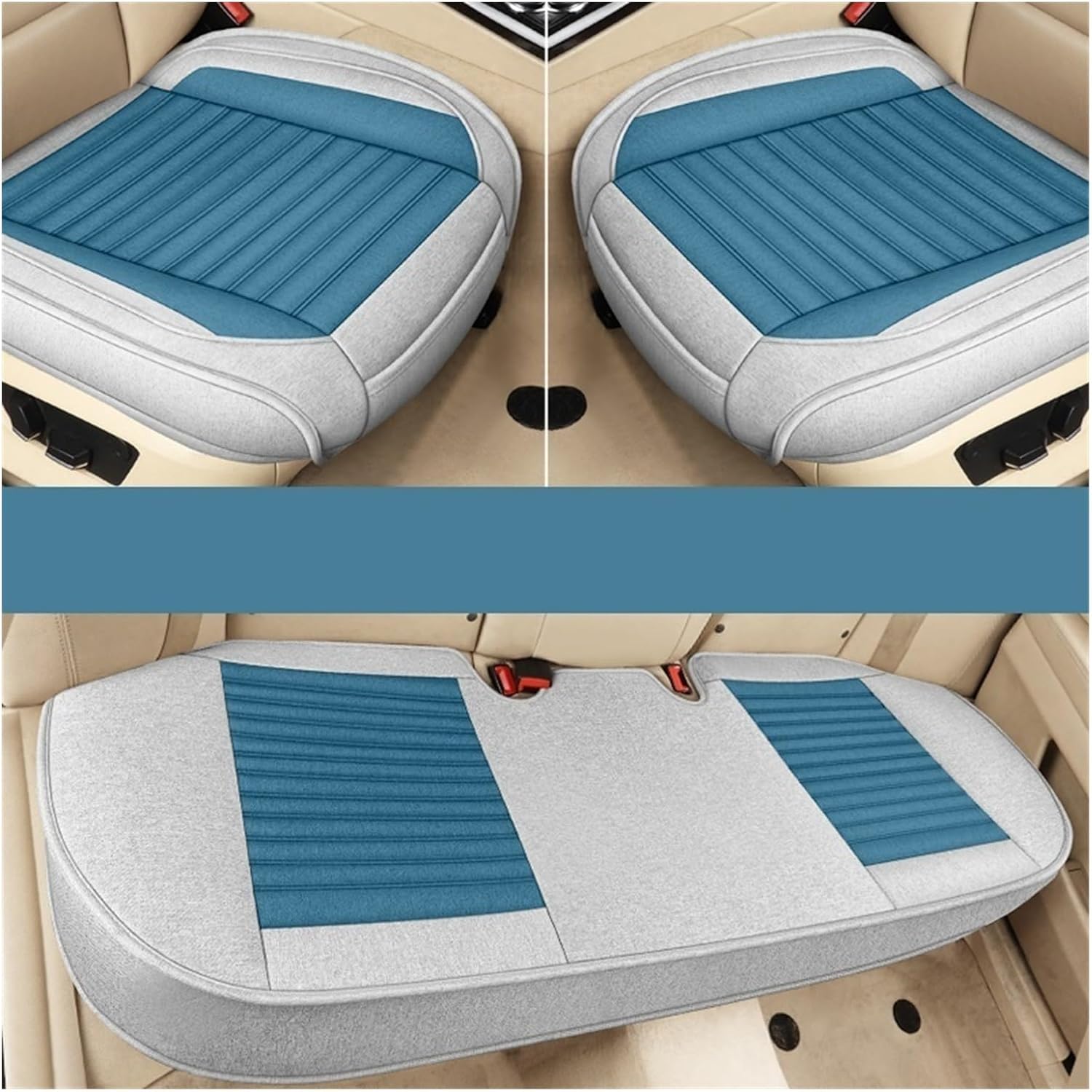 KAnduo M Linen Cotton Car Seat Cushion Winter Warm Cushion Fully Surrounded Backless Seat Cushion Universal for All Seasons Y (Color : F)