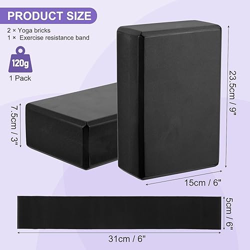 Miniatura 2 de PATIKIL Bloques de yoga y bandas de resistencia, paquete de 2 bloques de yoga de espuma EVA de alta densidad a granel de 9 x 6 x 3 pulgadas,