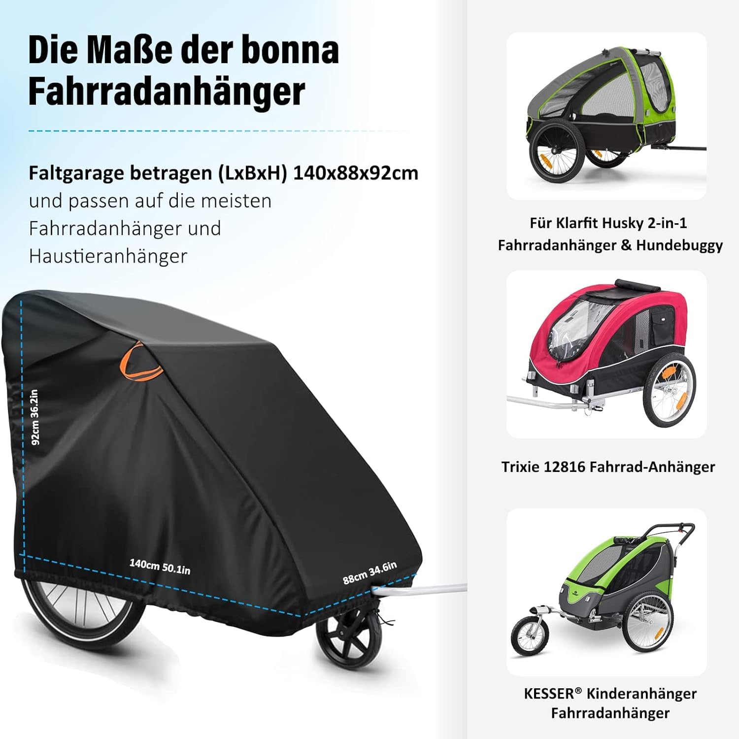 Housse De Remorque Vélo - Tissu Oxford 600D Imperméable Et Anti-UV - Serrage Cordon Et Verrou Métal - Taille 84x140x99 Cm