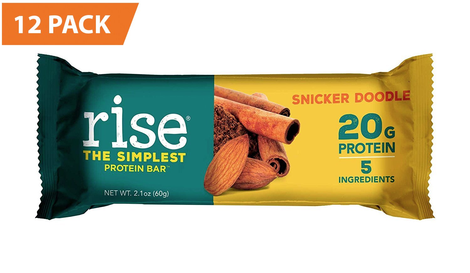 Rise Whey Protein Bar, Snickerdoodle, Healthy Breakfast Snack Bar, 20g