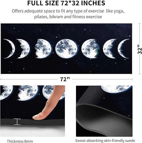 Miniatura 4 de nuveti Tapete de yoga de gamuza TPE de alta densidad antideslizante con bolsa de transporte, 72 x 32 pulgadas, extra grueso, 0.315 in, esterilla de