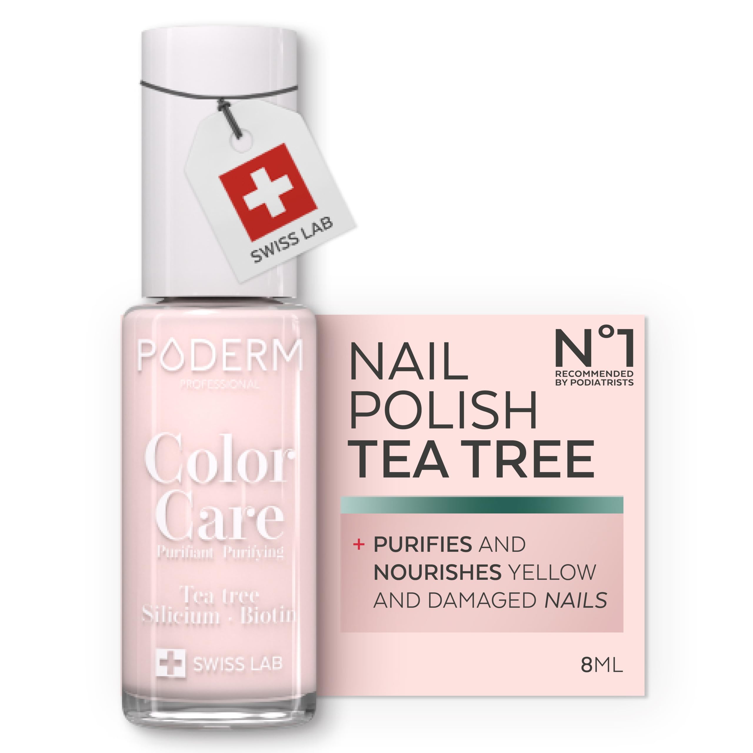 PODERM Nail Care Polish with Tea Tree - Nude Blush | 8 ML - Swiss Lab