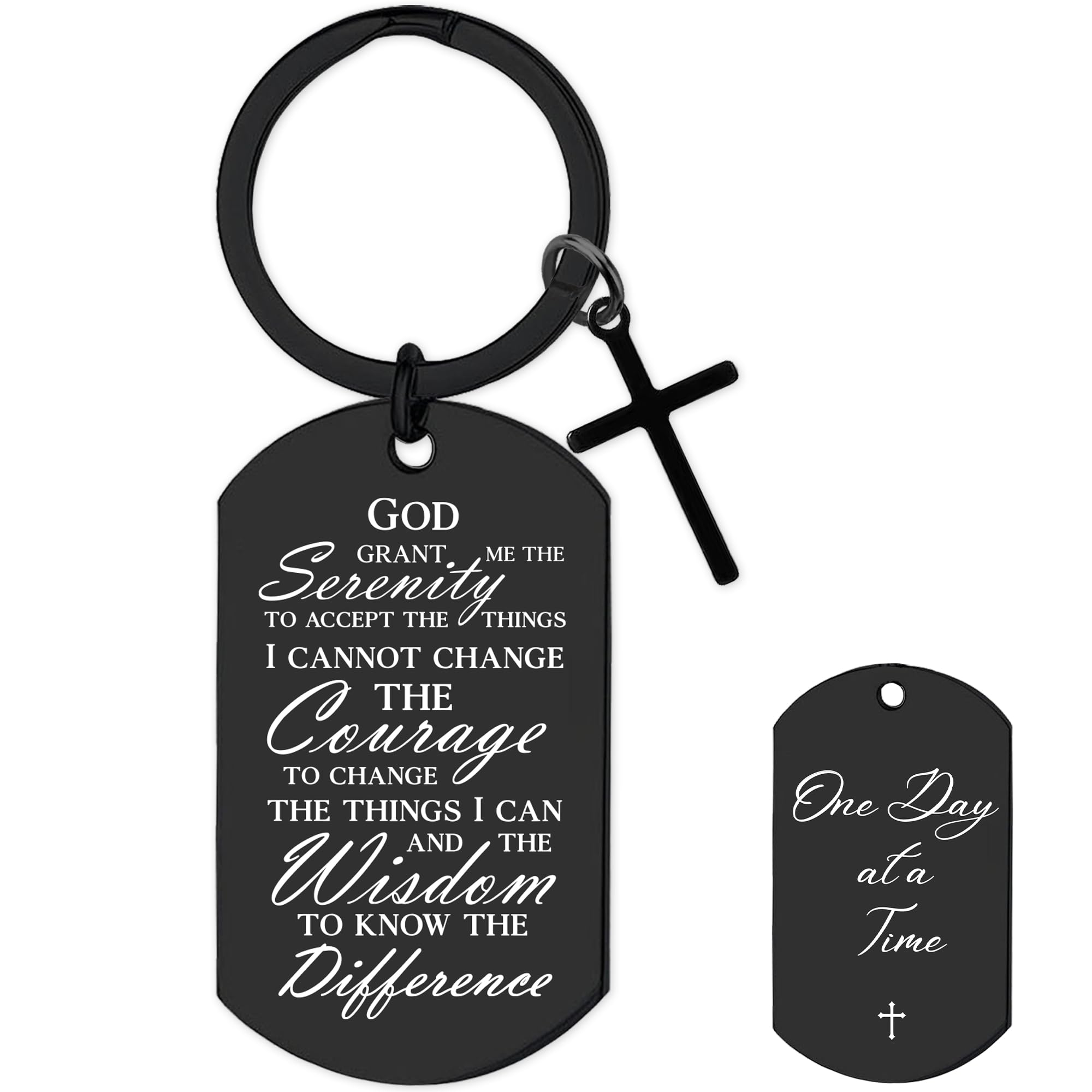 Serenity Prayer Gifts for Women Men - 1 Year Sober Bible Verse Keychain, Inspirational Sobriety Christian AA Recovery Gift