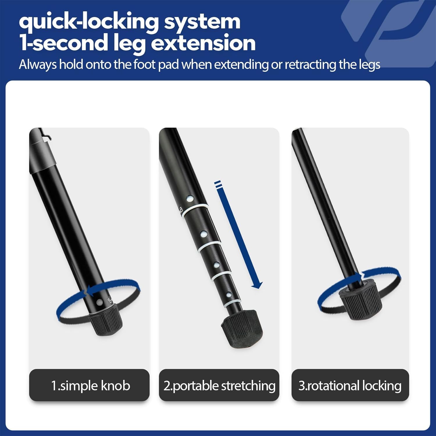 Fotopro Mini Tripod with Ball Head, Phone Mount Detachable Selfie Stick, Folded only 8.6", Max Load up to 6.6 lbs. FY-810 Blue