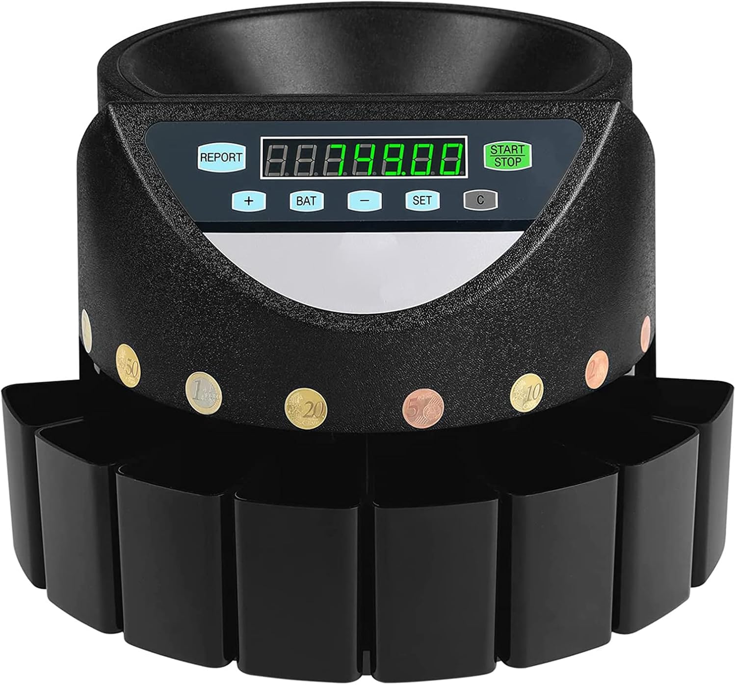 Amhuui Money Counter Machine Coins, Coin counter and sorter, Change Sorter 300 Coins Per Minute