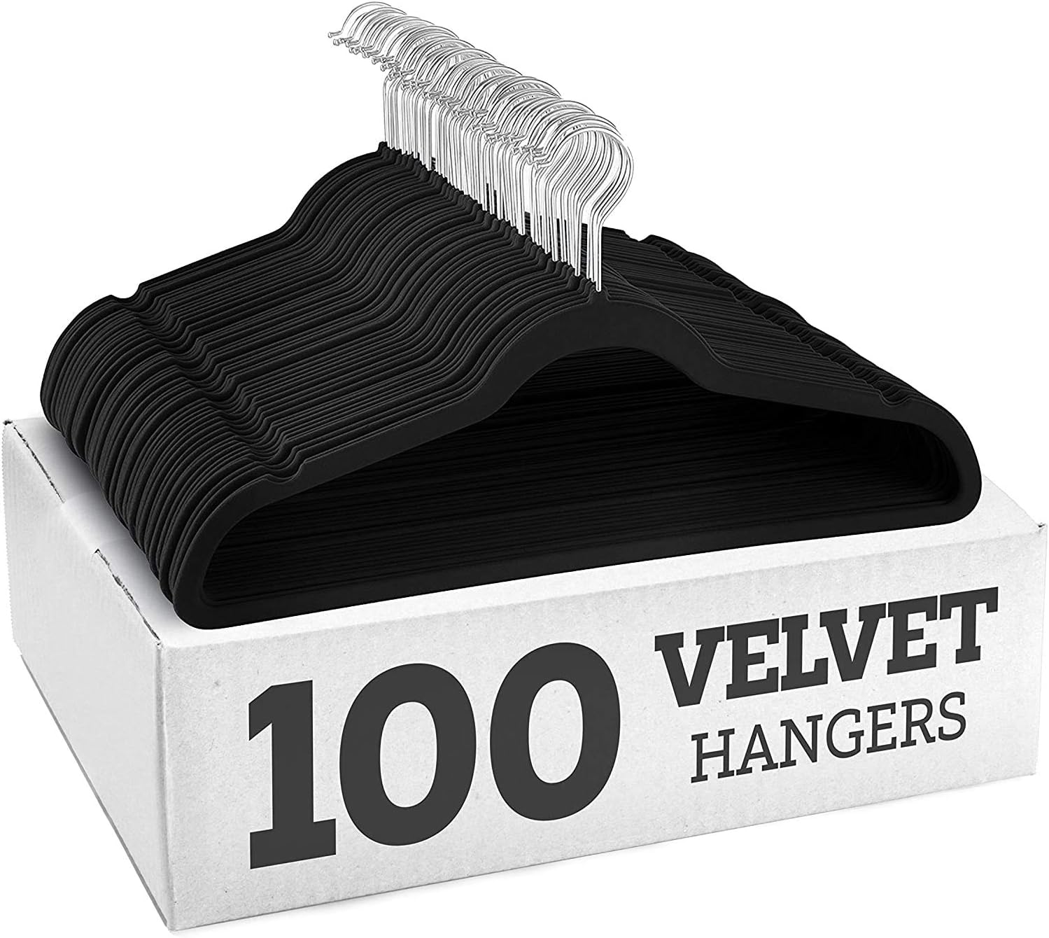Bpa Non-Slip Velvet Suit Hangers - Ultra-Thin, Space-Saving, 360° Swivel Hook, Strong & Durable, Holds Up to 10 lbs - Ideal for Coats, Jackets, Pants & Dress Clothes Pack of 100