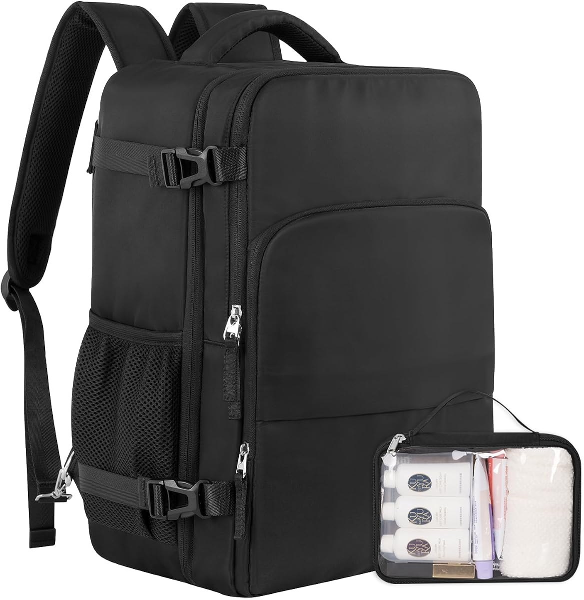 Sinaliy Travel Backpack for Men Women, Airline Approved Personal Item Bag | Waterproof 16 Inch Laptop Backpack for Work, College, Weekend, Business, Travel Bag with Wet Pocket, Black