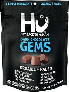 Hu Gems Vegan Chocolate Chips 9oz | Organic Paleo Dark Chocolate Baking Chips, Gluten-Free No Refined Sugar Snacking
