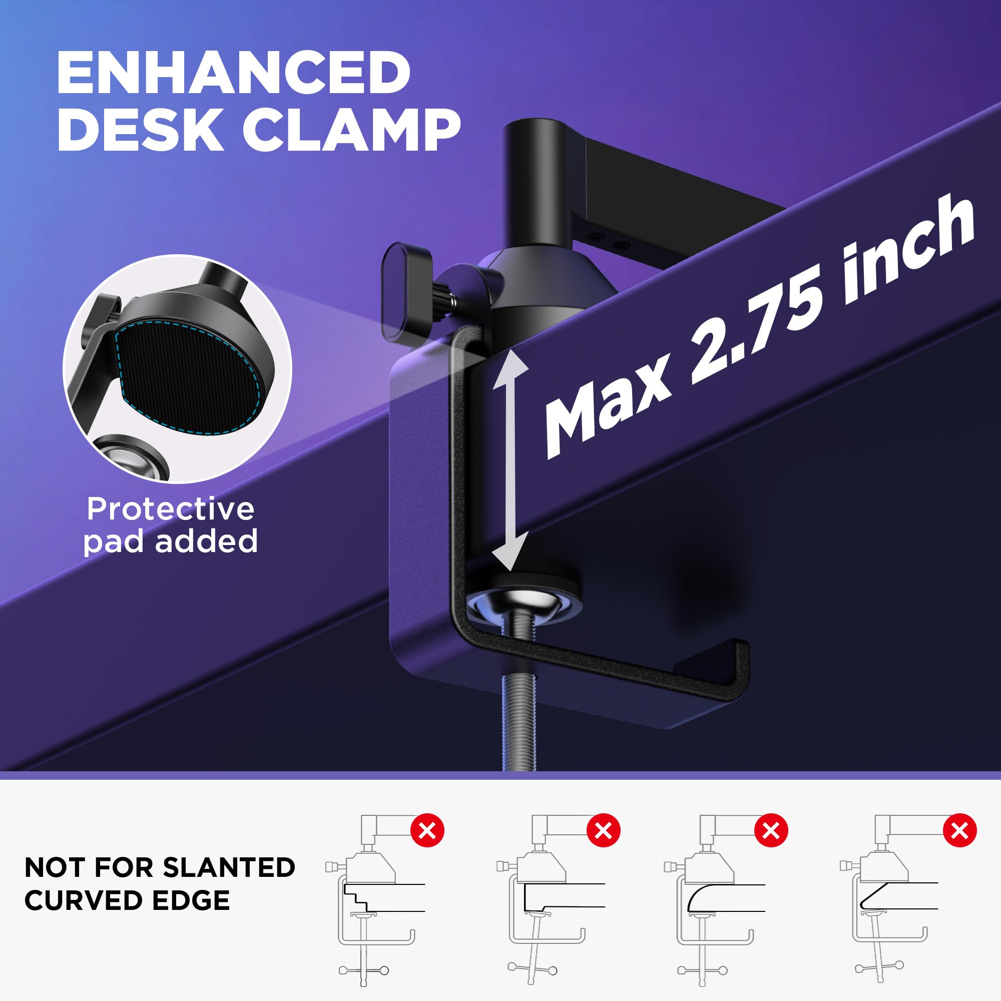 InnoGear Brazo de micrófono de perfil bajo, soporte de brazo de micrófono giratorio de 360°, brazo plegable para micrófono de escritorio con adaptador de 3/8 a 5/8 pulgadas para Fifine AM8 K669B Blue