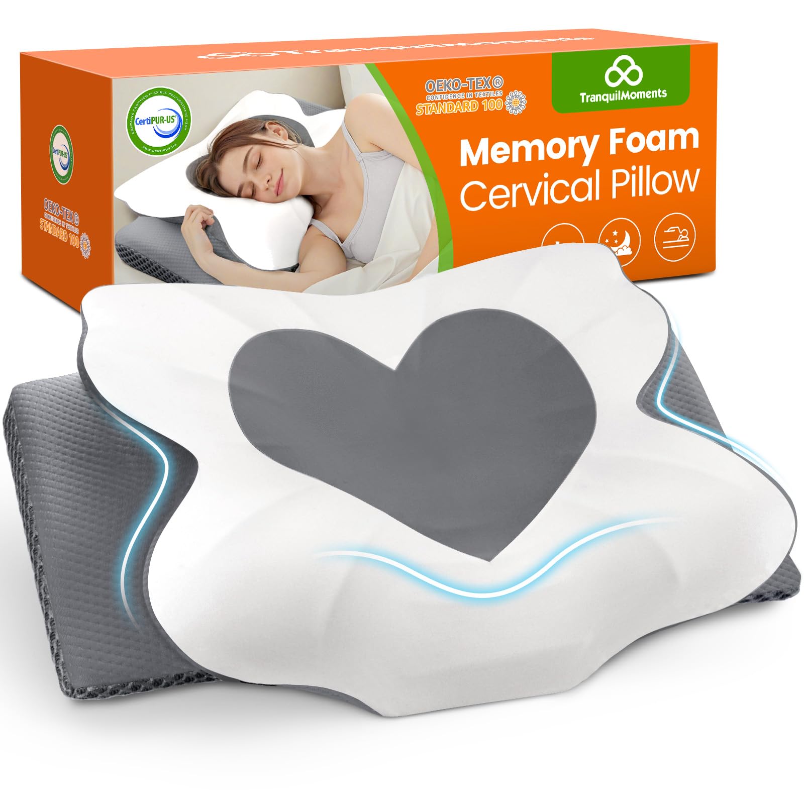 Cervical Neck Pillow for Sleeping Memory Foam Pillow for Neck Support Ergonomic Pillow for Pain Relief Contour Bed