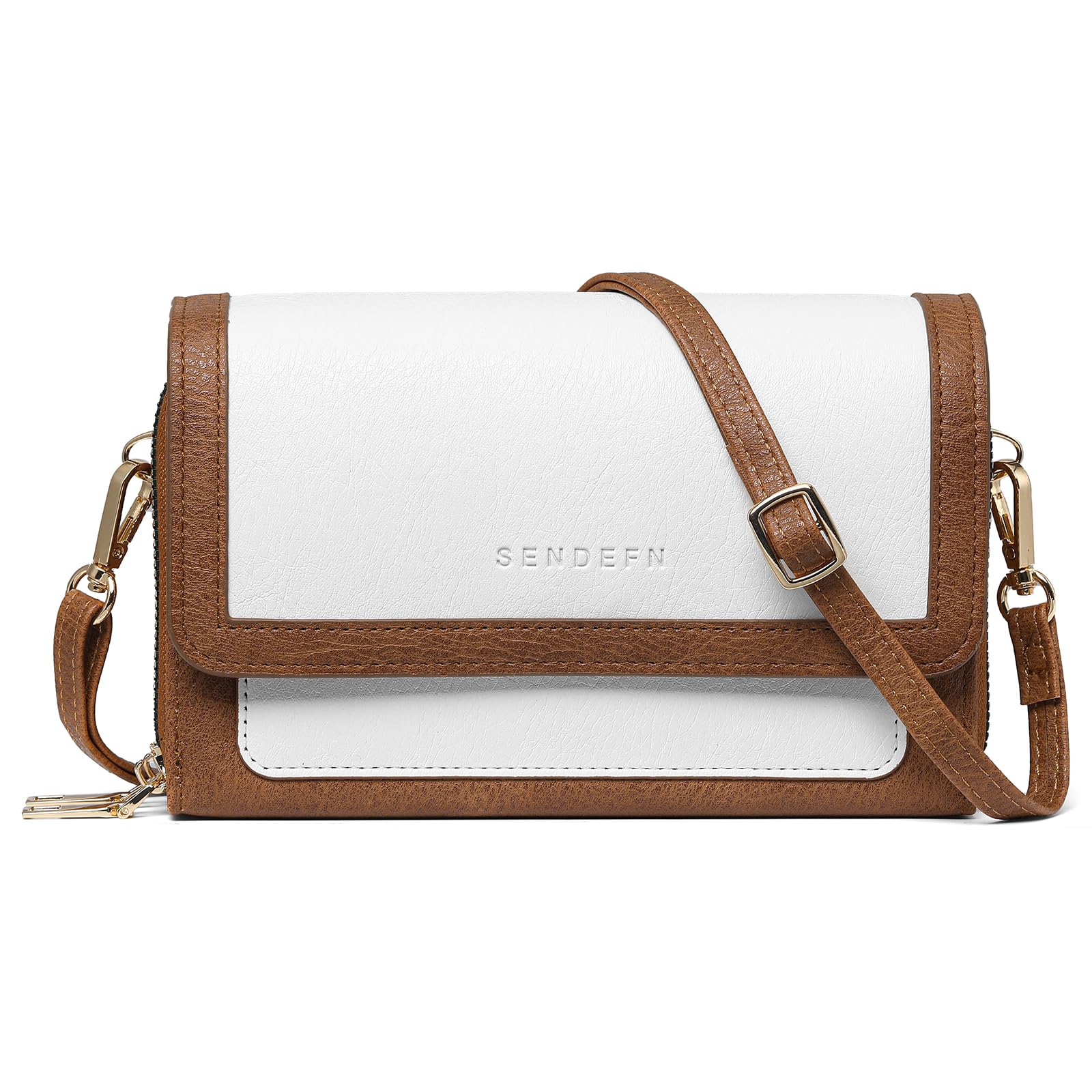 SENDEFN Damen Umhängetasche aus Leder, kleine Crossbody Tasche Damen, Handytasche Damen zum Umhängen mit Verstellbarer & Abnehmbarer Gurt, Mehrere Kartenschlitze – Elegant & Praktisch