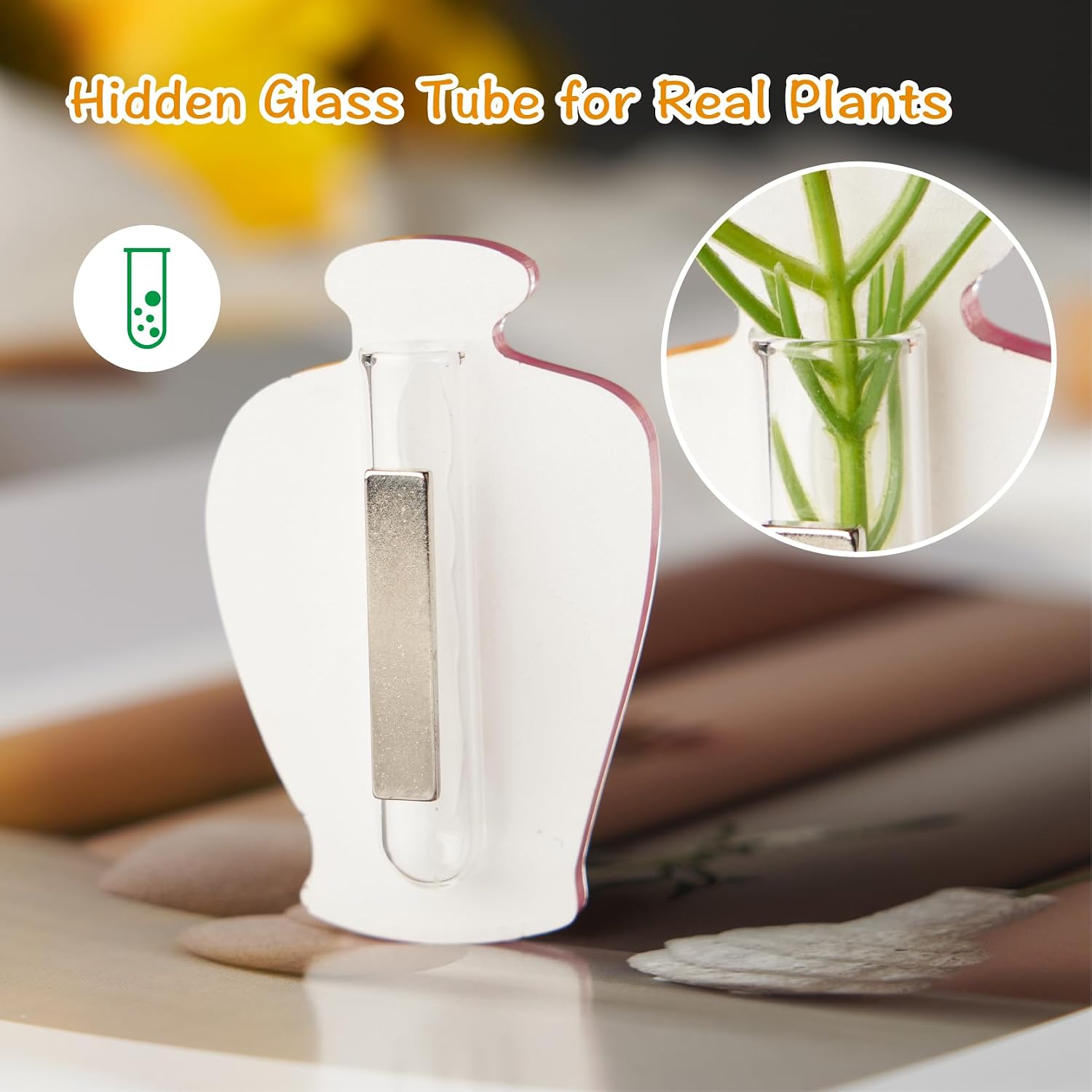 Cute Vase Fridge Magnet with Mini Glass Tube image 4