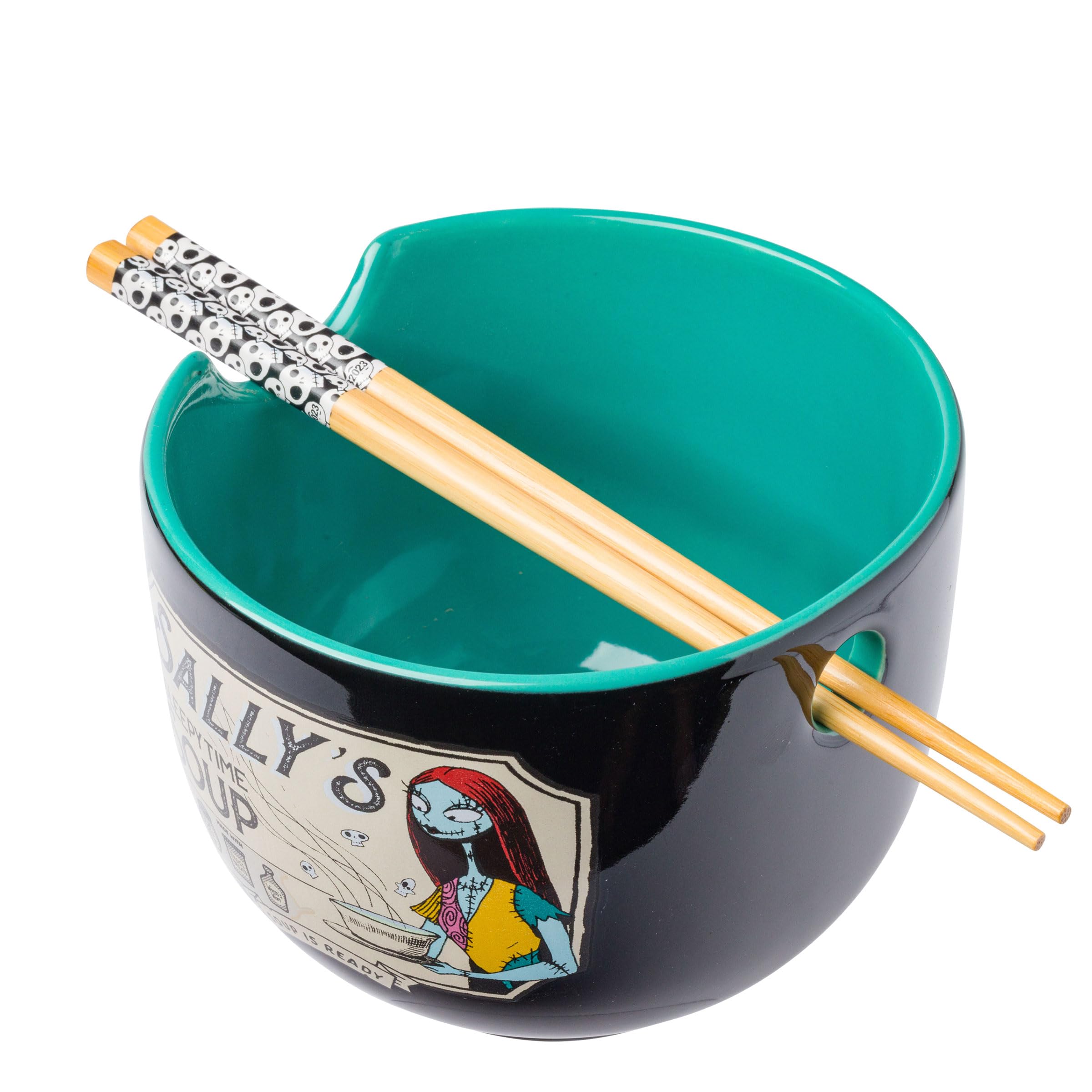 Silver Buffalo Disney Nightmare Before Christmas Sally's Sleepy Time Soup Ceramic Ramen Noodle Rice Bowl with Chopsticks, Microwave Safe, 20 Ounces