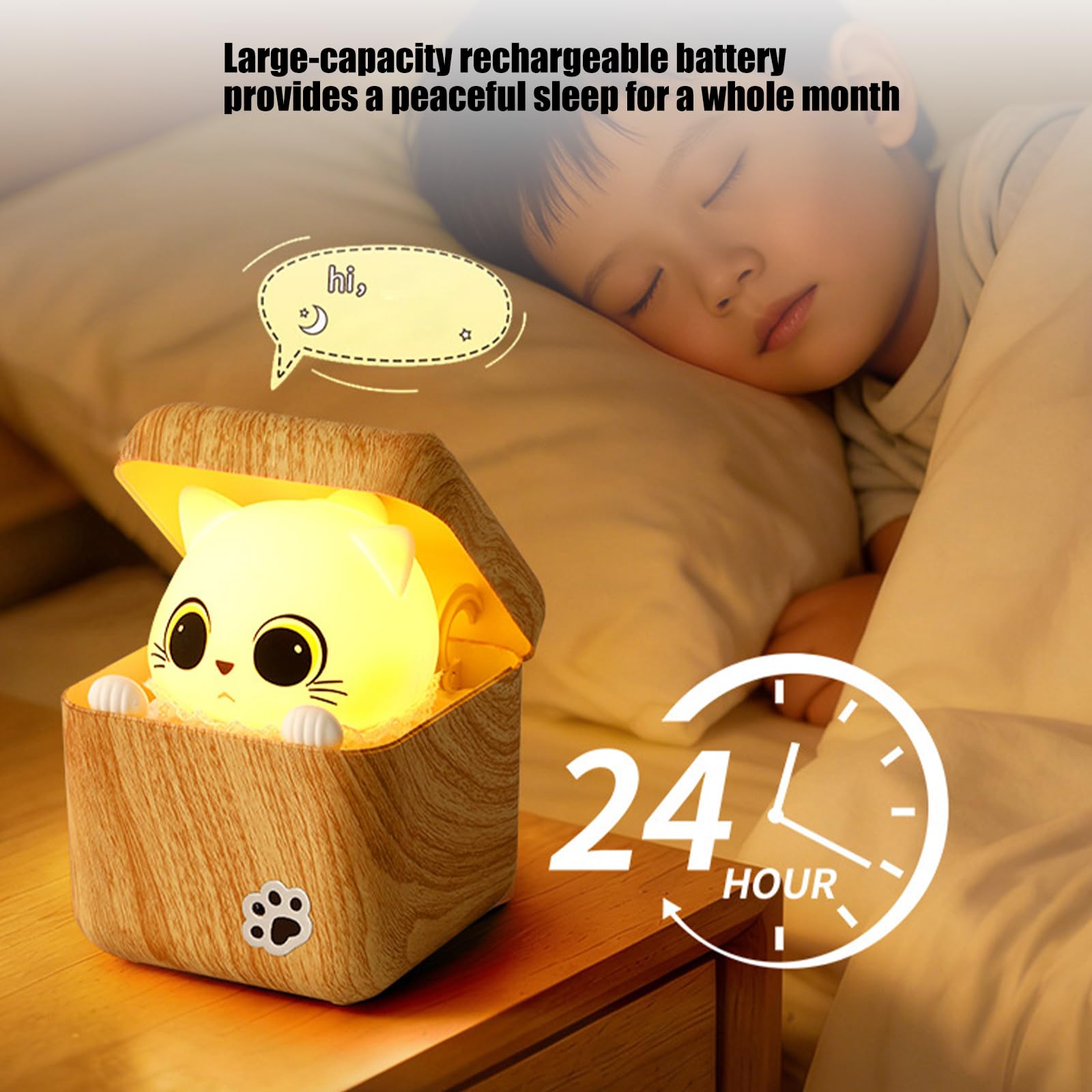 Adorabile Gatti Forma Luce Notte con Telecomando Atmosfere Divertenti Texture Adatto per la Camera Dei Bambini Decors Portatile LED Night