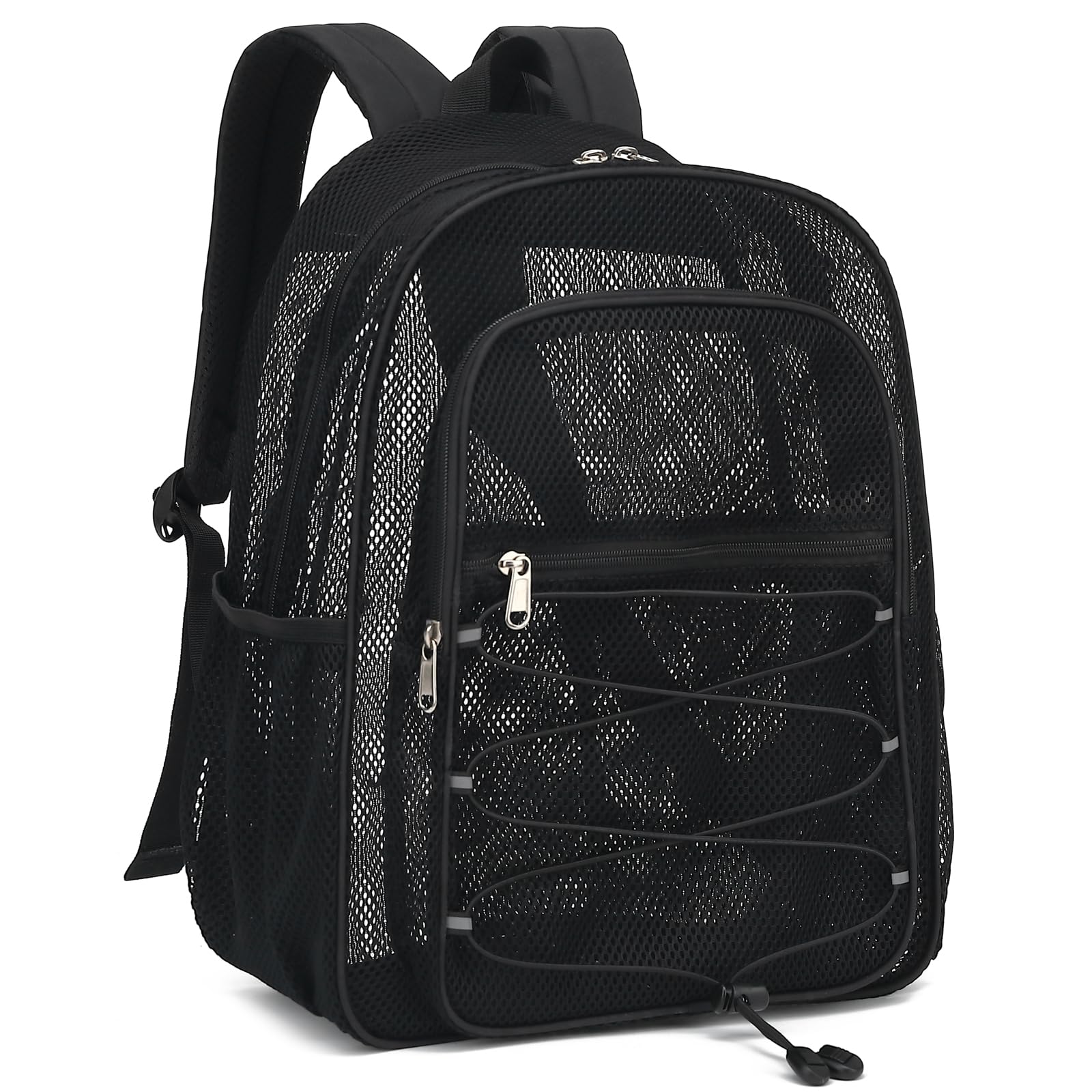 EsfoxesMesh School Backpack for Girls Boys Women Men, Heavy Duty See Through College Bookbag School Bag