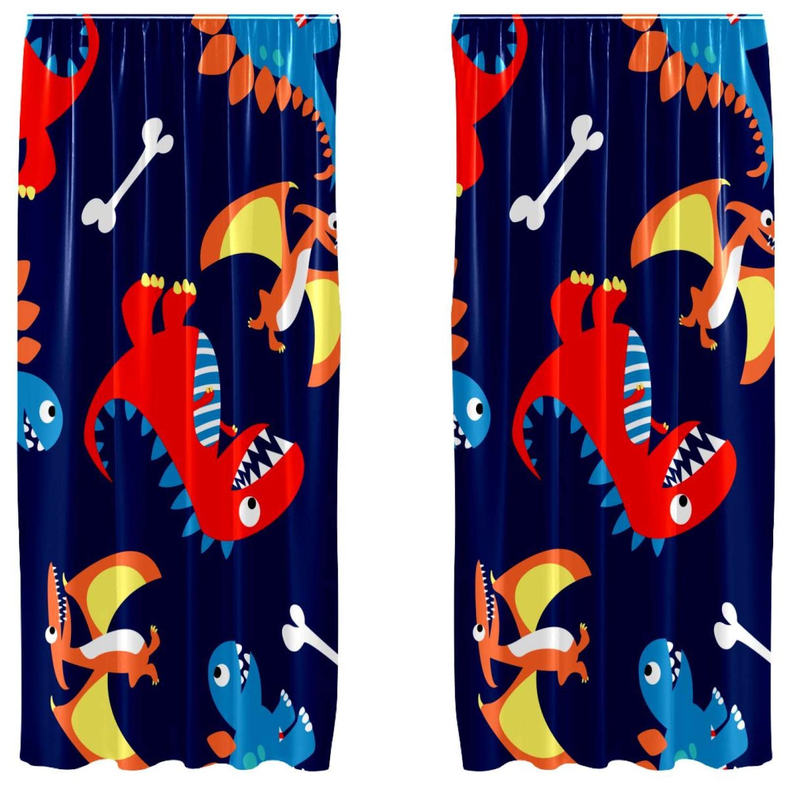 Cortinas de dinosaurio para decorar la habitación infantil con estilo azul marino elegante