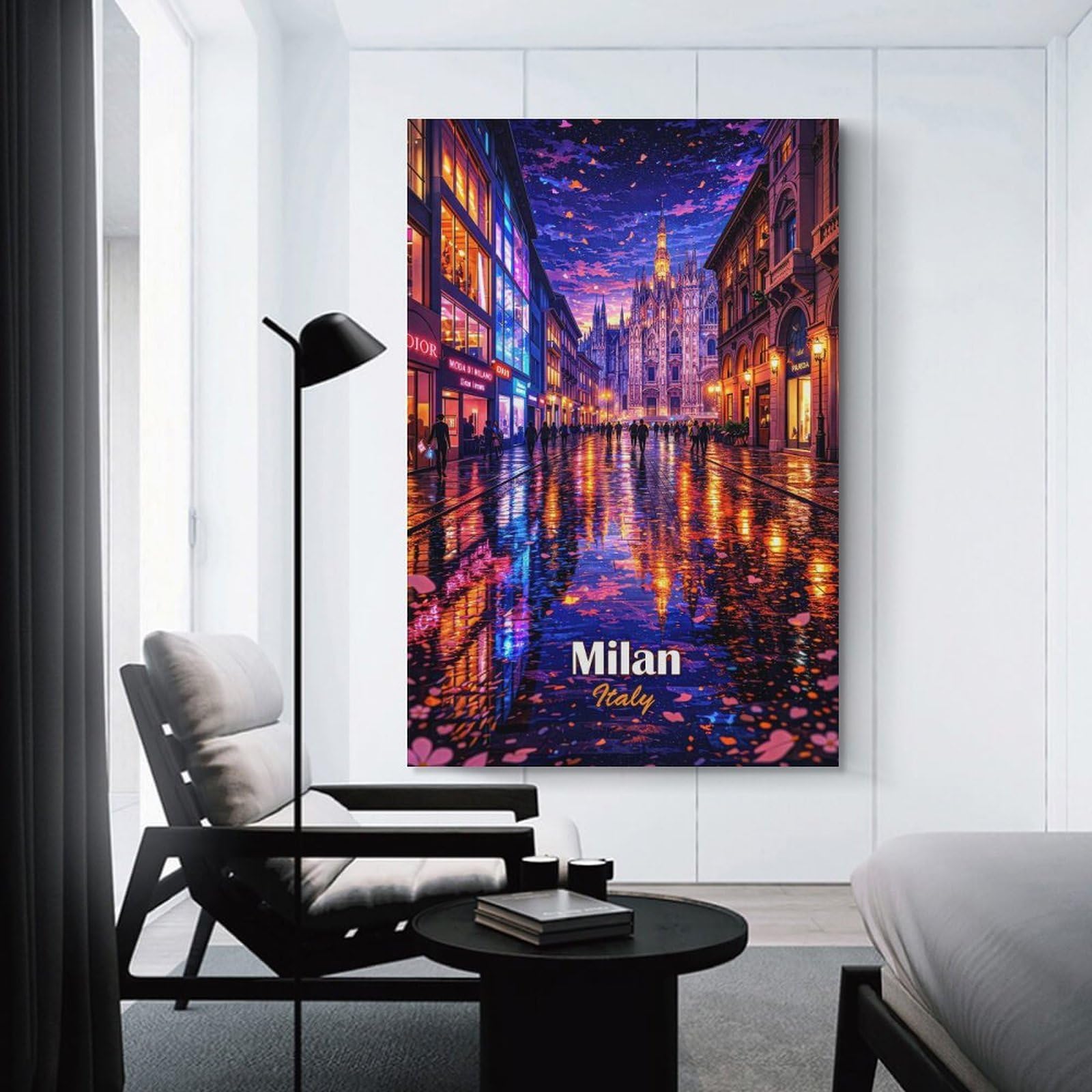 Junmoney Milan Cathedral at Night Home Decor Wall Art, 20x30inch(50x75cm), for Lounge, Bedroom Or Personal Spaces, Gift Idea for Housewarming And Birthdays