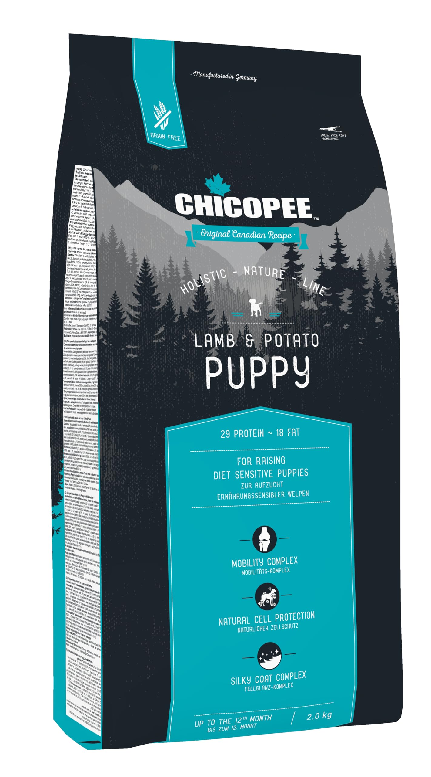 Chicopee Holistic Nature Line | Puppy | Hundefutter trocken | Lamm & Kartoffel | Getreidefrei | Monoprotein | Inspiriert von der Natur Kanadas | 2 kg