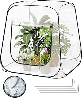 WOLTU Pop-up Mini-Gewächshaus, aus wasserdichtem PVC-Material, Feuchtigkeit im Sommer und Wärme im Winter aufrechterhalten, innen und außen verwendbar, 100 x 100 x 97 cm, transparent