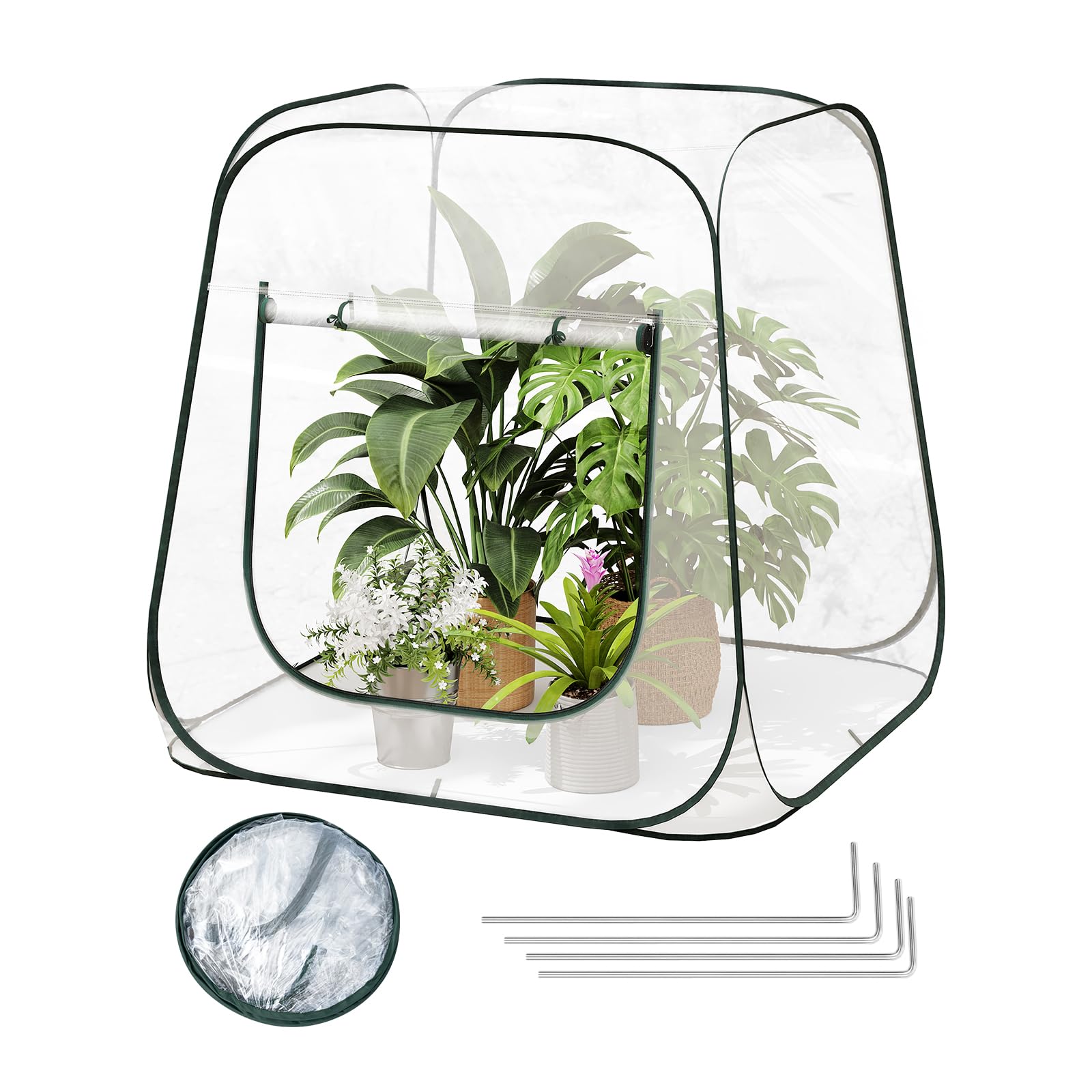 WOLTU Pop-up Mini Tent, waterproof PVC Greenhouse with Clear View, retains moisture in summer and keeps warm in winter, for indoor and outdoor use, 100x100x97 cm, transparent