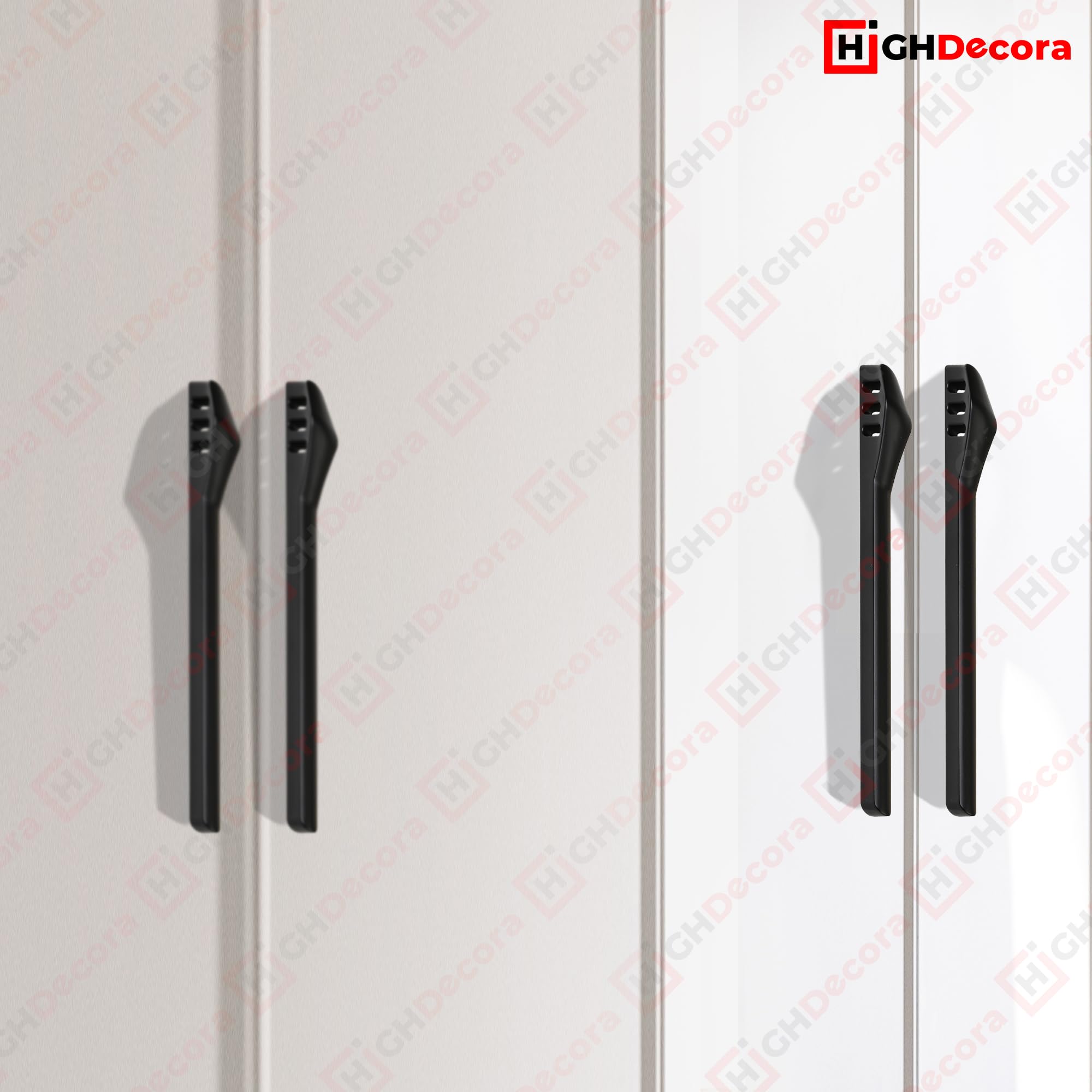 Highdecora Door Handles, Cupboard Drawer Pulls, Wardrobe, Kitchen, 6 Pack (Black-208mm), Silver - Image 3